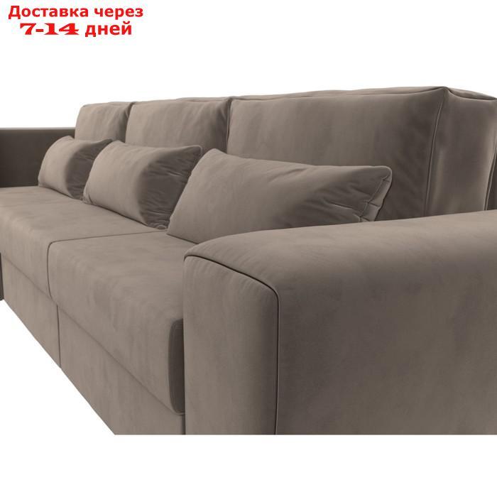 Угловой диван "Лига 008 Long", механизм еврокнижка, левый угол, велюр, цвет коричневый - фото 4 - id-p227032751