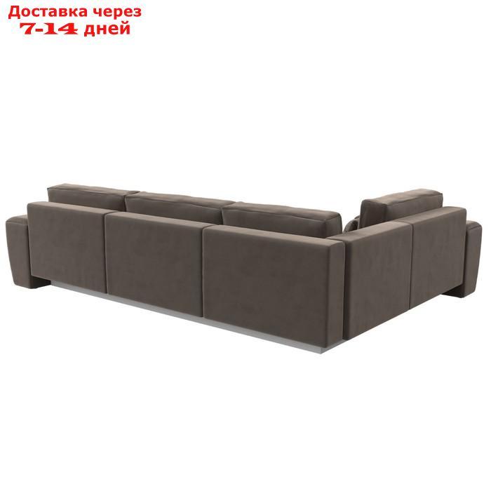 Угловой диван "Лига 008 Long", механизм еврокнижка, левый угол, велюр, цвет коричневый - фото 6 - id-p227032751