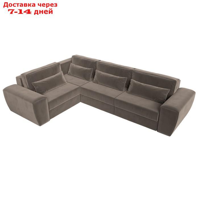 Угловой диван "Лига 008 Long", механизм еврокнижка, левый угол, велюр, цвет коричневый - фото 7 - id-p227032751