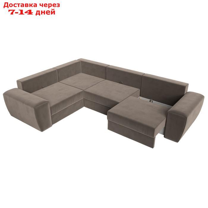 Угловой диван "Лига 008 Long", механизм еврокнижка, левый угол, велюр, цвет коричневый - фото 8 - id-p227032751