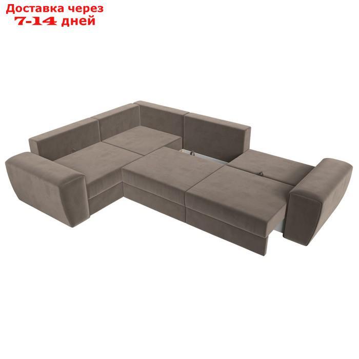Угловой диван "Лига 008 Long", механизм еврокнижка, левый угол, велюр, цвет коричневый - фото 9 - id-p227032751