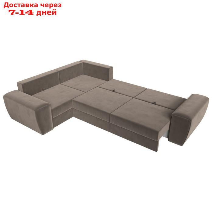 Угловой диван "Лига 008 Long", механизм еврокнижка, левый угол, велюр, цвет коричневый - фото 10 - id-p227032751
