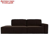 Прямой диван "Прага модерн", еврокнижка, подлокотник справа, микровельвет, коричневый