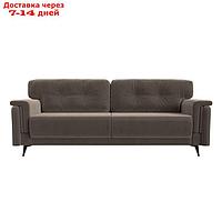 Прямой диван "Оксфорд", механизм пантограф, велюр, цвет коричневый