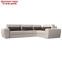 Угловой диван "Лига 008 Long", еврокнижка, правый угол, рогожка, бежевый / коричневый