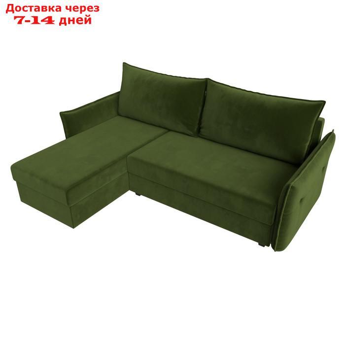 Угловой диван "Лига 004", механизм еврокнижка, левый угол, микровельвет, цвет зелёный - фото 6 - id-p227032776