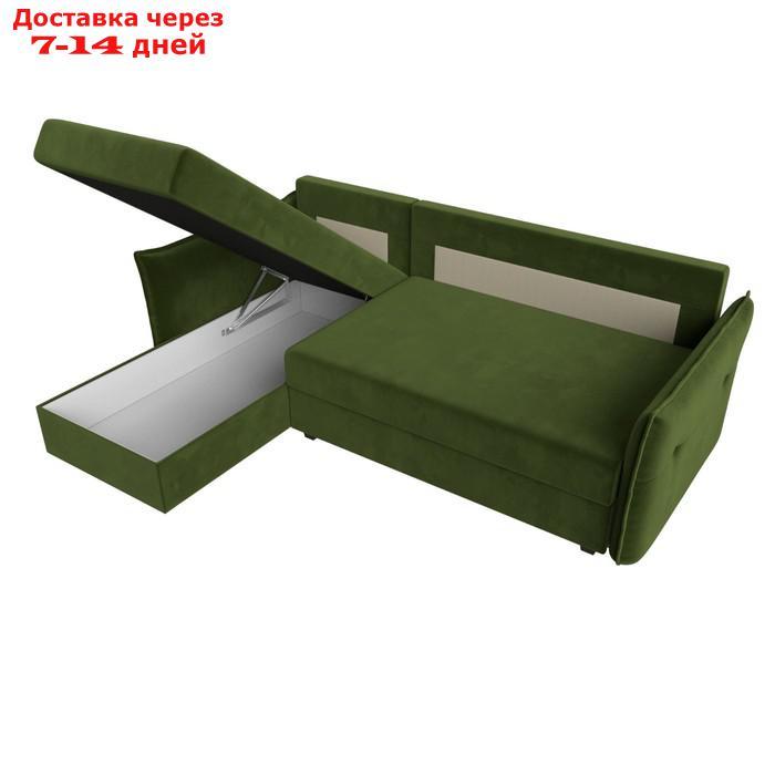 Угловой диван "Лига 004", механизм еврокнижка, левый угол, микровельвет, цвет зелёный - фото 9 - id-p227032776