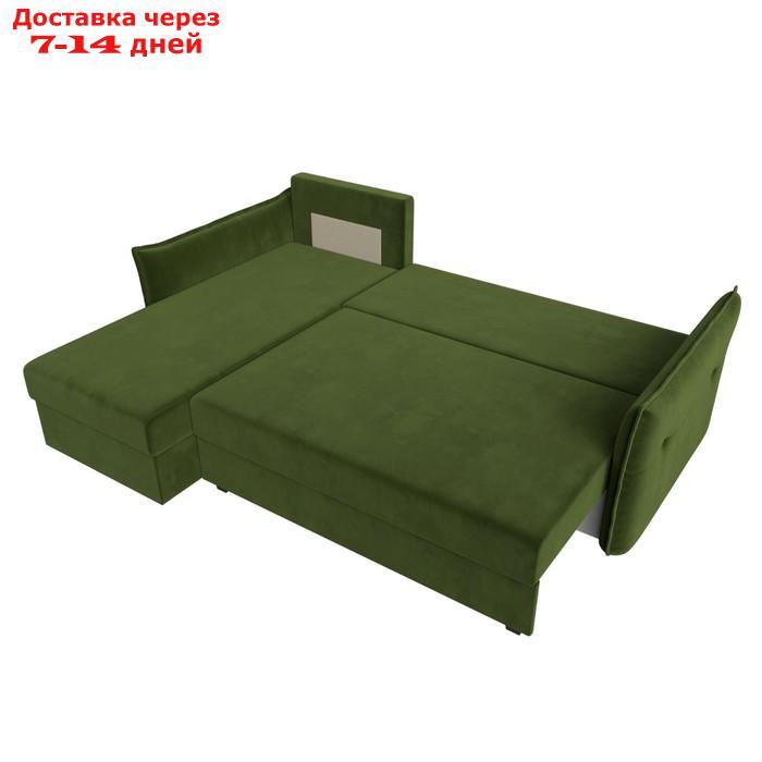 Угловой диван "Лига 004", механизм еврокнижка, левый угол, микровельвет, цвет зелёный - фото 10 - id-p227032776