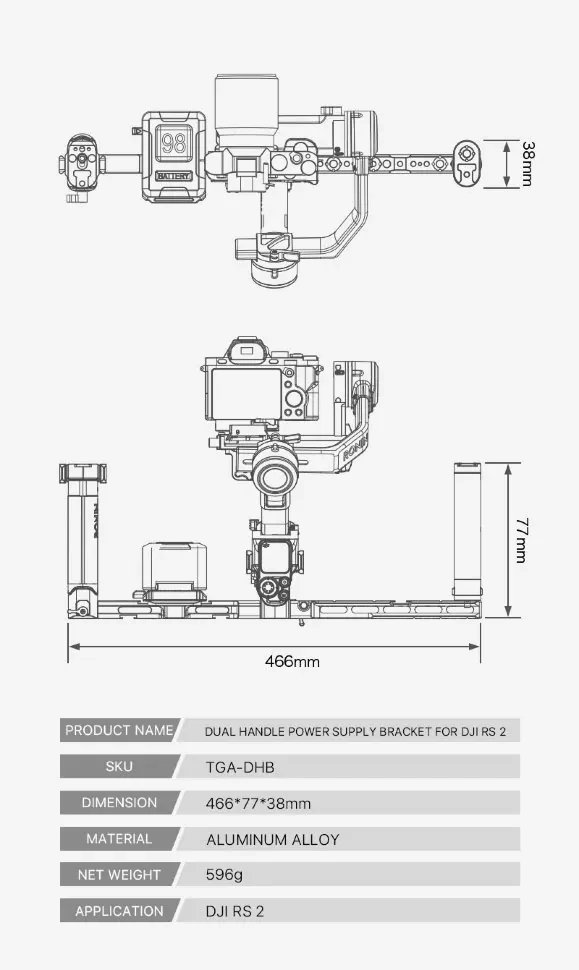 Хват двуручный Tilta Handle Power Supply Bracket для DJI RS2/RS3/RS3 PRO - фото 10 - id-p226746788