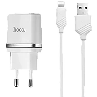 Сетевой адаптер HOCO C12 Smart Белый + кабель Lightning 1м