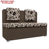 Кухонный диван "Маккон", 2-х местный, рогожка, цвет цветы / коричневый