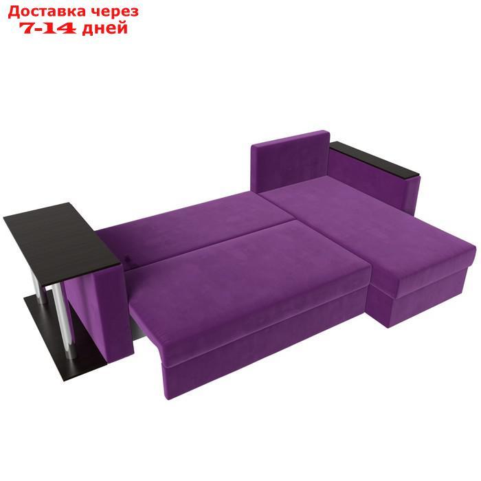 Угловой диван "Атланта лайт", правый угол, механизм еврокнижка, микровельвет, фиолетовый - фото 10 - id-p227045331