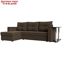 Угловой диван "Атланта лайт", левый угол, механизм еврокнижка, рогожка, цвет коричневый