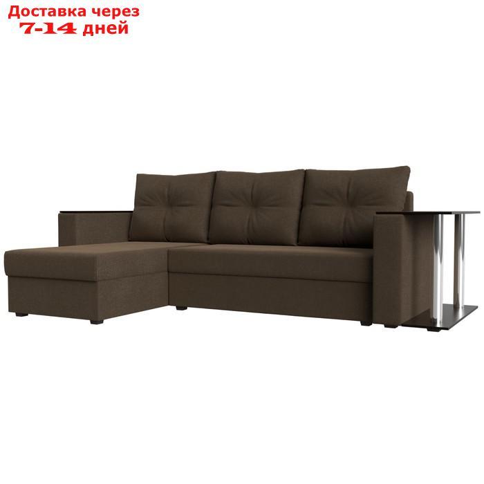 Угловой диван "Атланта лайт", левый угол, механизм еврокнижка, рогожка, цвет коричневый - фото 1 - id-p227045333