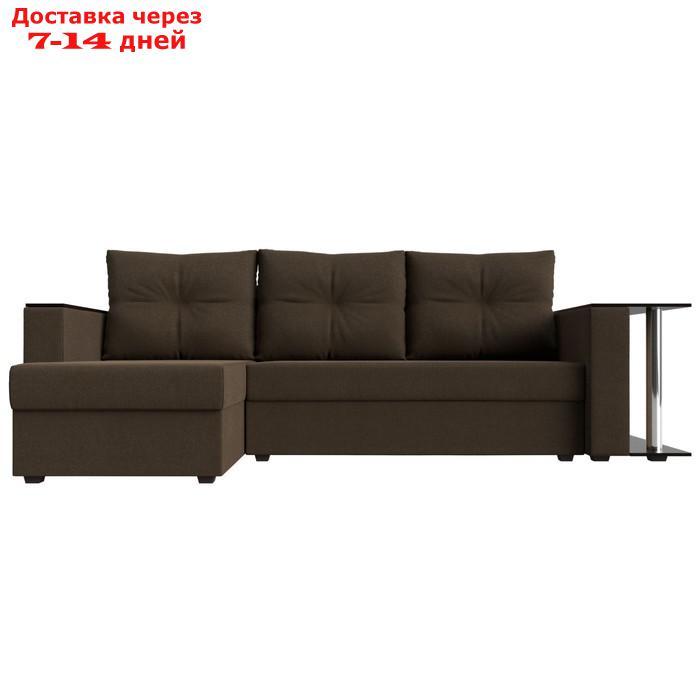 Угловой диван "Атланта лайт", левый угол, механизм еврокнижка, рогожка, цвет коричневый - фото 3 - id-p227045333