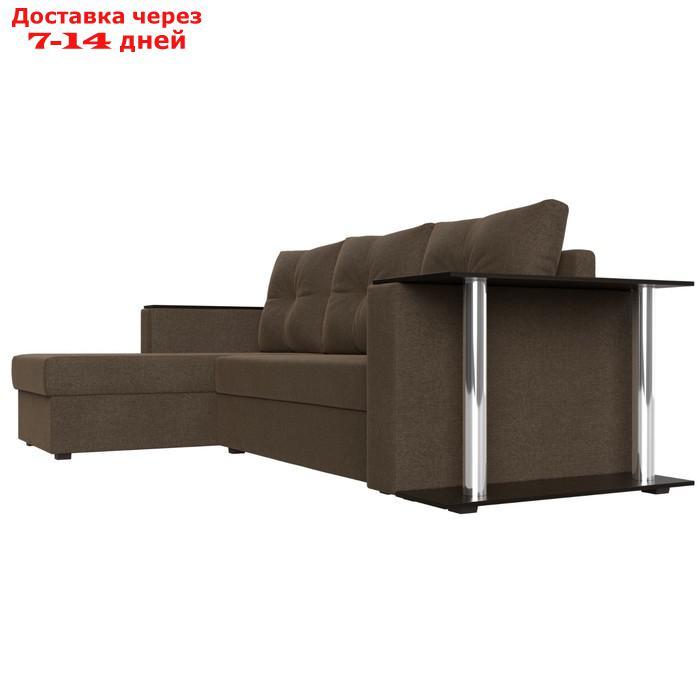 Угловой диван "Атланта лайт", левый угол, механизм еврокнижка, рогожка, цвет коричневый - фото 4 - id-p227045333