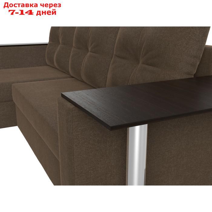 Угловой диван "Атланта лайт", левый угол, механизм еврокнижка, рогожка, цвет коричневый - фото 5 - id-p227045333