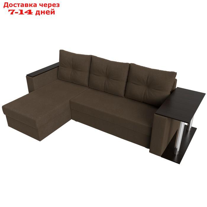 Угловой диван "Атланта лайт", левый угол, механизм еврокнижка, рогожка, цвет коричневый - фото 6 - id-p227045333