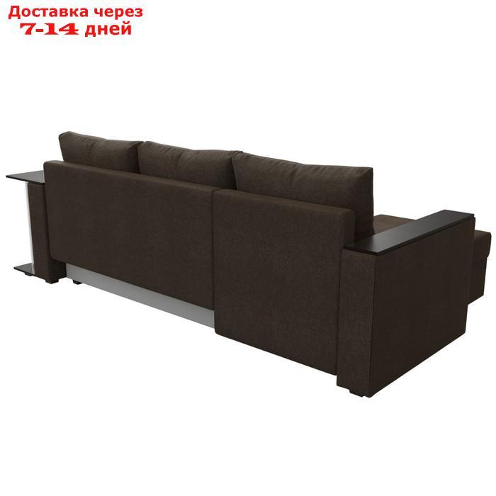Угловой диван "Атланта лайт", левый угол, механизм еврокнижка, рогожка, цвет коричневый - фото 7 - id-p227045333