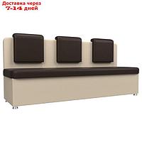 Кухонный диван "Маккон", 3-х местный, экокожа, цвет коричневый / бежевый