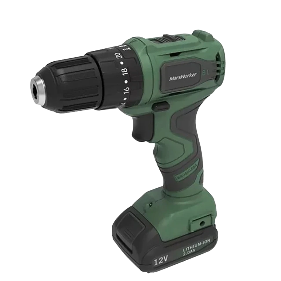 Аккумуляторная ударная дрель-шуруповерт MarsWorker 12V Lithium Impact Drill Зелёная - фото 1 - id-p226742438