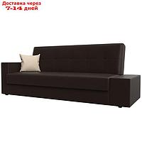 Прямой диван "Лига 020", механизм книжка, стол справа, экокожа, цвет коричневый / бежевый