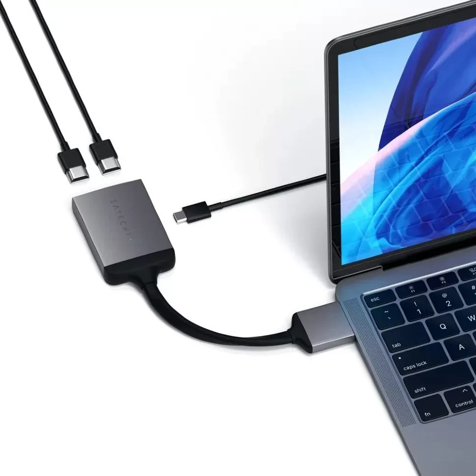 Адаптер Satechi Type-C Dual HDMI для MacBook Серый - фото 2 - id-p226740773