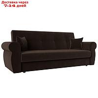 Прямой диван "Лига 019", механизм книжка, микровельвет, цвет коричневый