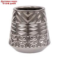 Декоративная ваза "Орнамент", 17,5×17,5×18 см, цвет серебряный