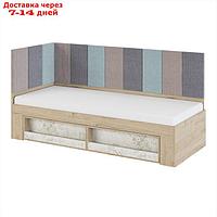 Кровать с мягкими элементами "Алиса №1.3", 800×2000 мм, цвет гикори джексон/спринт