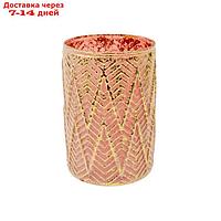 Декоративная стеклянная ваза-подсвечник, 11×11×16,5 см, цвет розовый с золотым напылением