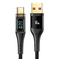 Кабель USAMS US-SJ593 Shadow USB - Type-C 6A 66W 2м Чёрный