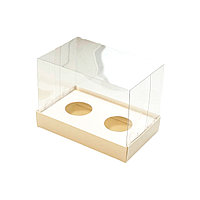 Коробка на 2 капкейка ПРЕМИУМ с прозрачным куполом и ложементом (Россия,160х100х120 мм)