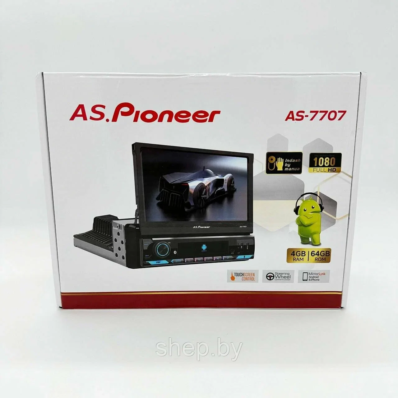 Выдвижная 1DIN магнитола AS.Pioneer AS-7708 с сенсорным 7 дюймовым HD экраном, Android 13 , 4+64 GB, Wi-Fi - фото 10 - id-p225147898