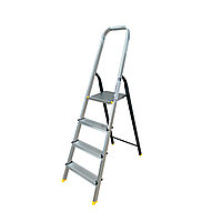 Лестница-стремянка Алюмет AMS7804 (40*20, усиленная, 4-х ступ., алюминий/сталь)