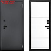 Входная дверь "Сибирь 3К Термо Букле Марвин", 970×2050 мм, левая, графит / эмалит арктик
