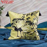 Декоративная подушка Kitayskaya, 40х40 см, на потайной молнии, цвет жёлтый-синий