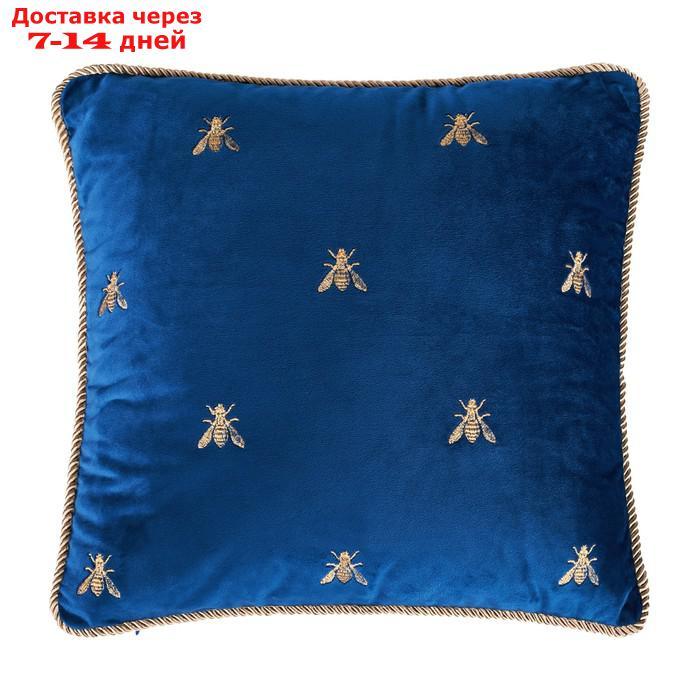 Декоративная подушка Zolotoy Roy 40х40 см, на потайной молнии, цвет синий - фото 1 - id-p227035777