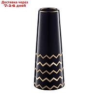 Декоративная ваза "Арт деко", 10×10×25 см, цвет чёрный с золотом