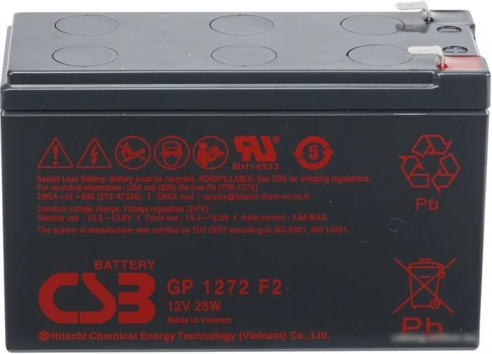 Аккумулятор для ИБП CSB GP1272 28W F2 (12В/7.2 А·ч) - фото 1 - id-p227296269