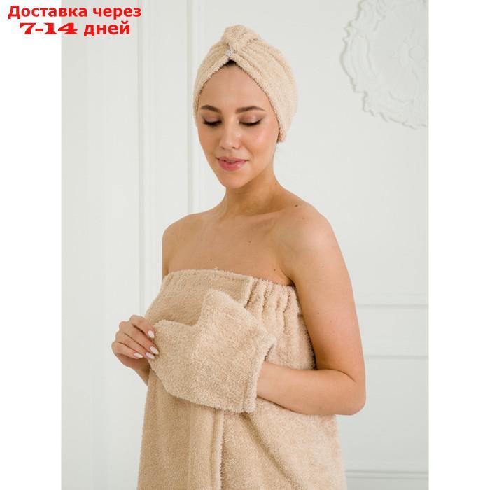 Набор для бани женский: чалма, парео, рукавица, размер S-L - фото 2 - id-p227039445