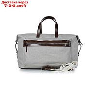 23422 сумка дорожная, 48,5х35х21 см, текстиль+натур кожа, молочный/коричневый