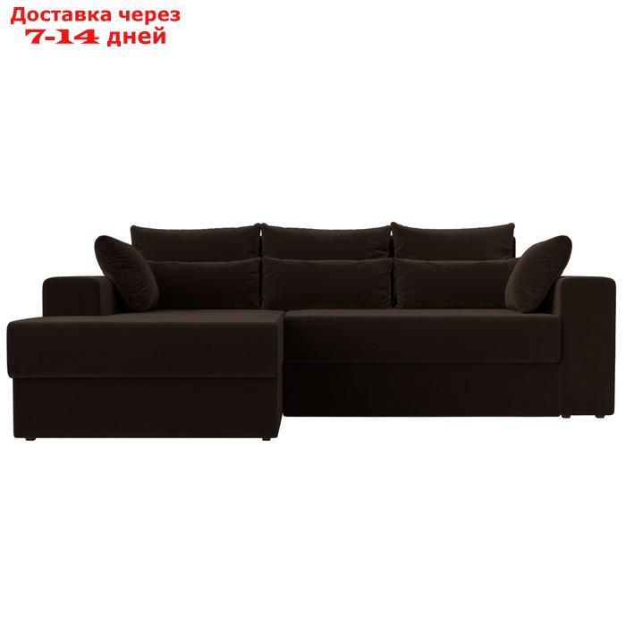 Угловой диван "Майами", механизм еврокнижка, левый угол, микровельвет, цвет коричневый - фото 3 - id-p227032606