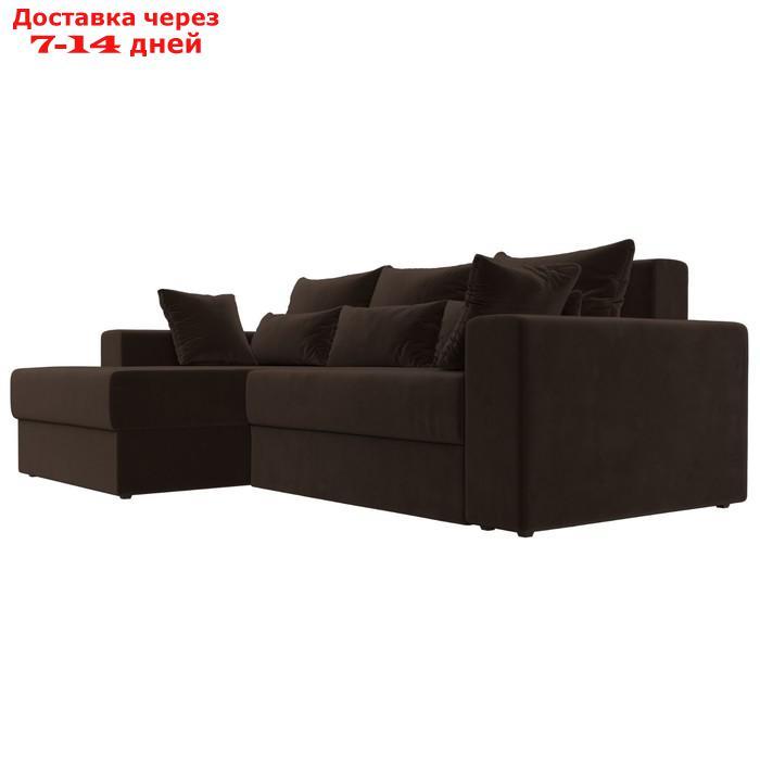 Угловой диван "Майами", механизм еврокнижка, левый угол, микровельвет, цвет коричневый - фото 4 - id-p227032606