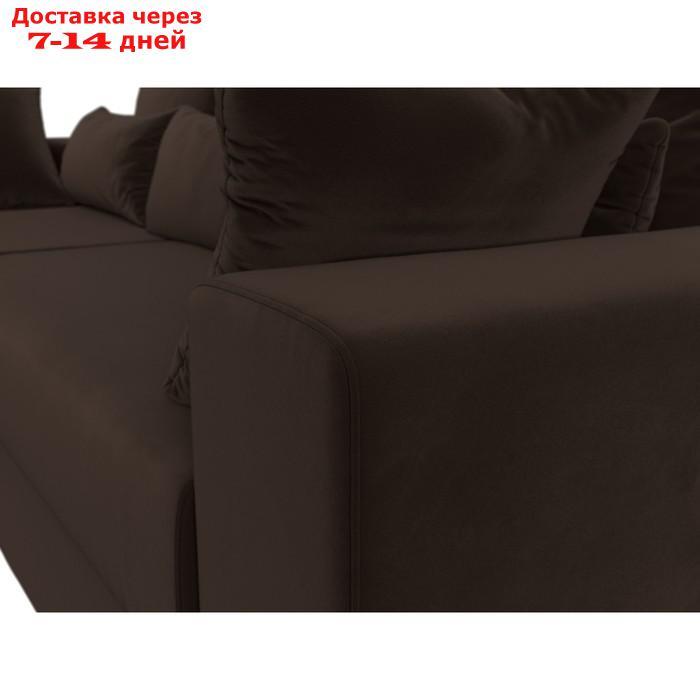 Угловой диван "Майами", механизм еврокнижка, левый угол, микровельвет, цвет коричневый - фото 5 - id-p227032606