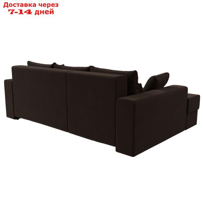 Угловой диван "Майами", механизм еврокнижка, левый угол, микровельвет, цвет коричневый - фото 7 - id-p227032606