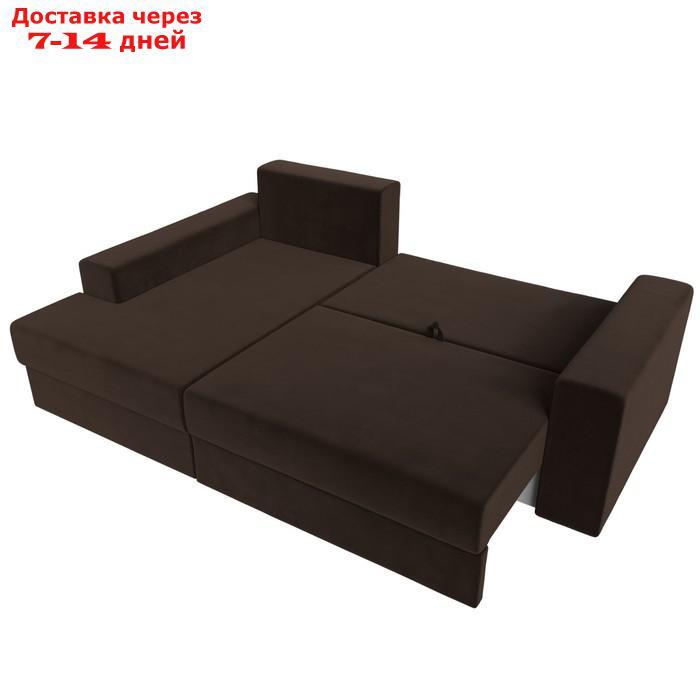 Угловой диван "Майами", механизм еврокнижка, левый угол, микровельвет, цвет коричневый - фото 10 - id-p227032606