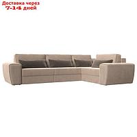 Угловой диван "Лига 008 Long", еврокнижка, правый угол, велюр, цвет бежевый / коричневый