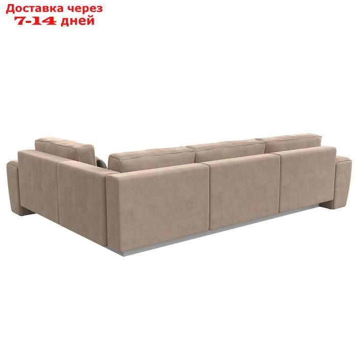 Угловой диван "Лига 008 Long", еврокнижка, правый угол, велюр, цвет бежевый / коричневый - фото 6 - id-p227032608