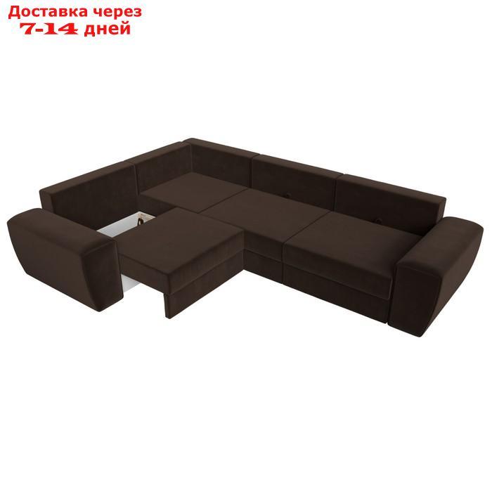 Угловой диван "Лига 008 Long", еврокнижка, левый угол, микровельвет, цвет коричневый - фото 2 - id-p227032609